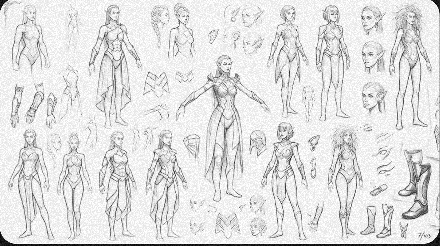 Maavi mascot exploration sketch sheet