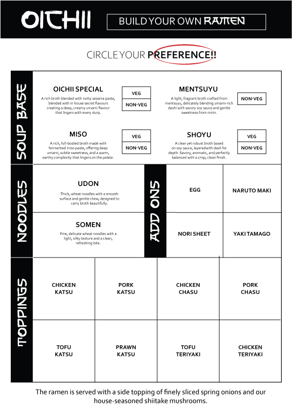 Build Your Own Ramen pamphlet — checklist version