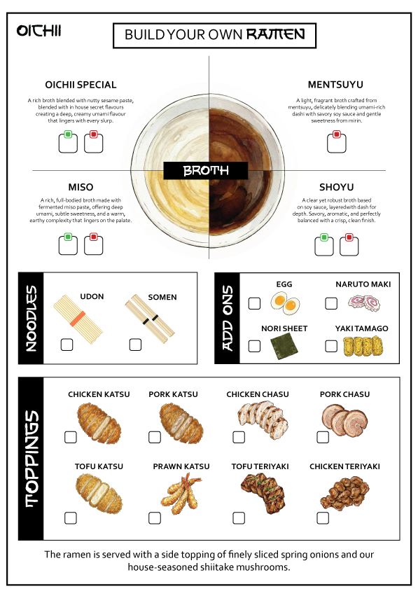 Build Your Own Ramen pamphlet — illustrated version
