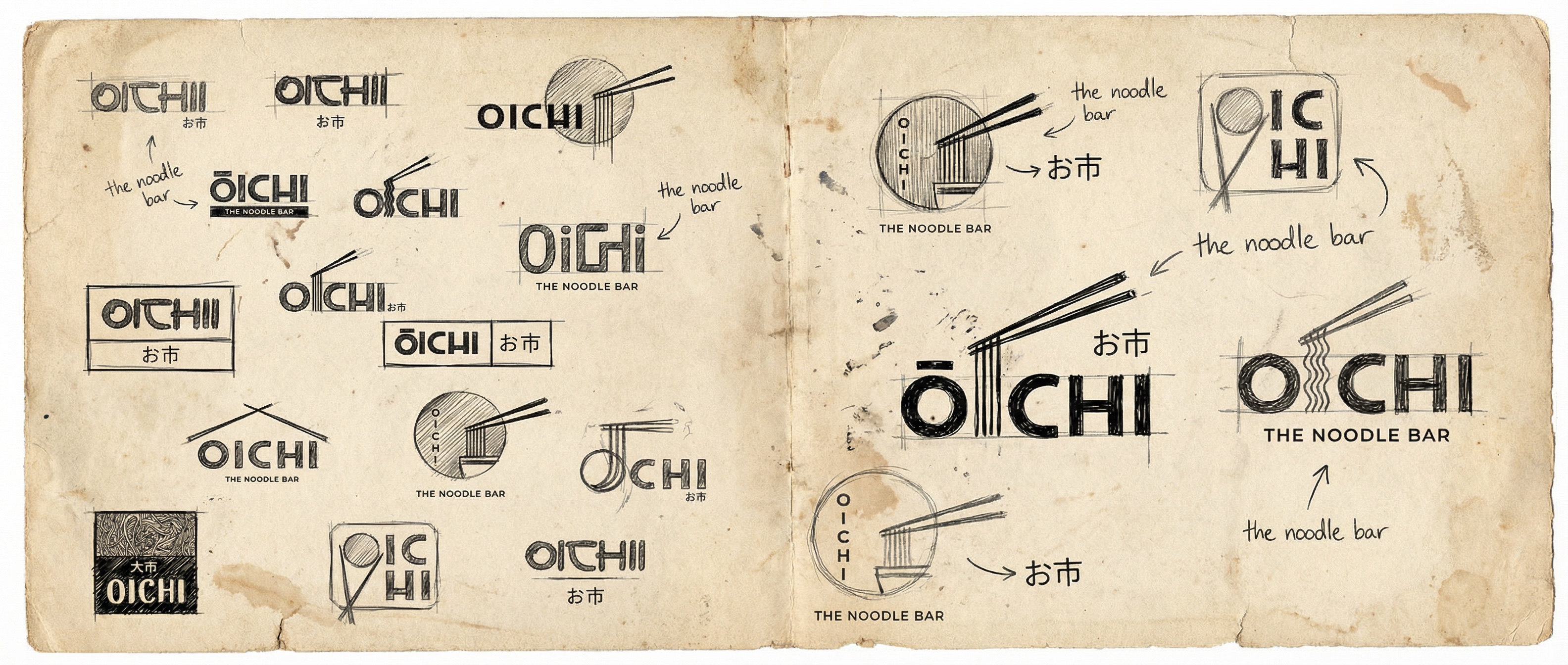 OICHII logo exploration sketches