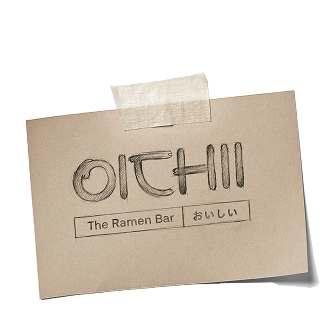 Final OICHII logo sketch taped on kraft card